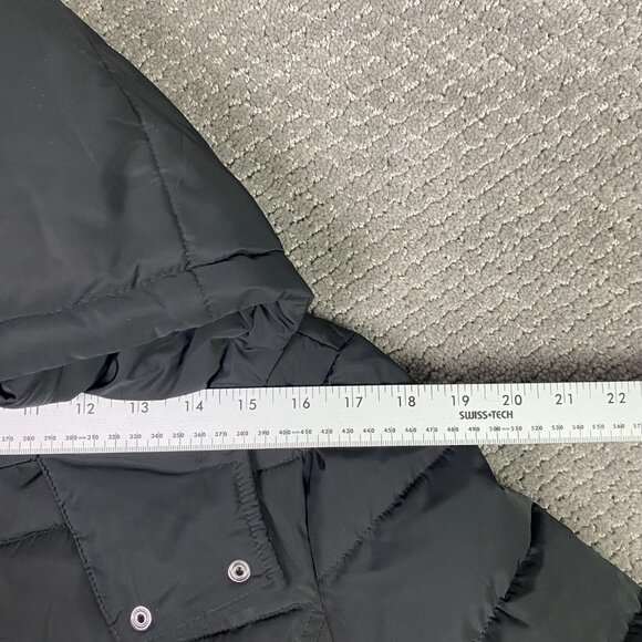 Tommy Hilfiger Hooded Long Puffer Coat Jacket Parka Women's Medium Black Quilted - Picture 11 of 15